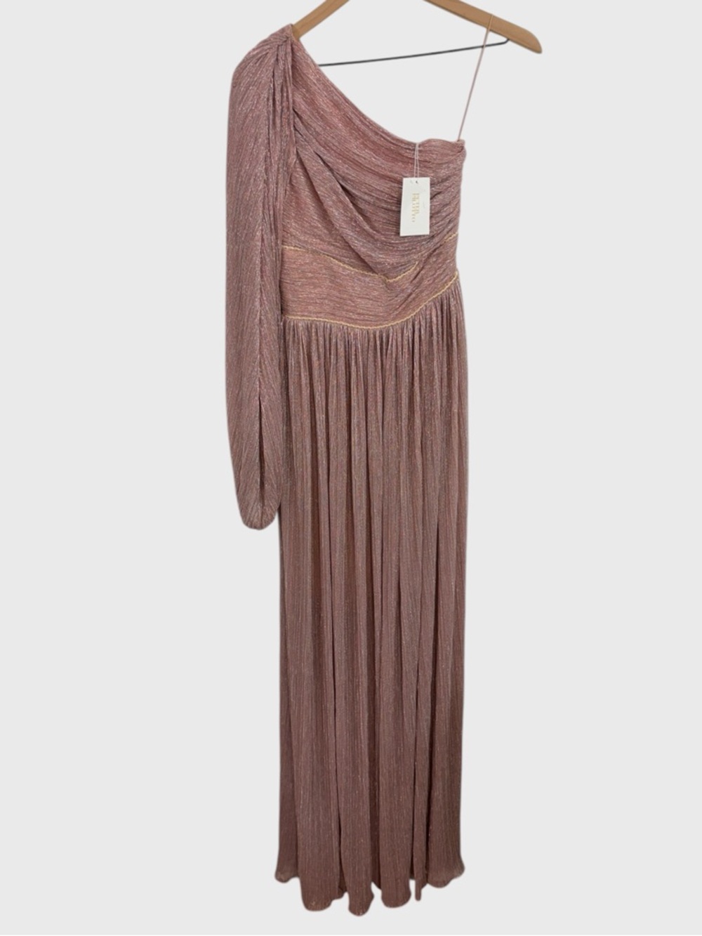 Peter Pilotto NWT Pink Lurex One Shoulder Maxi Dress US Size 4